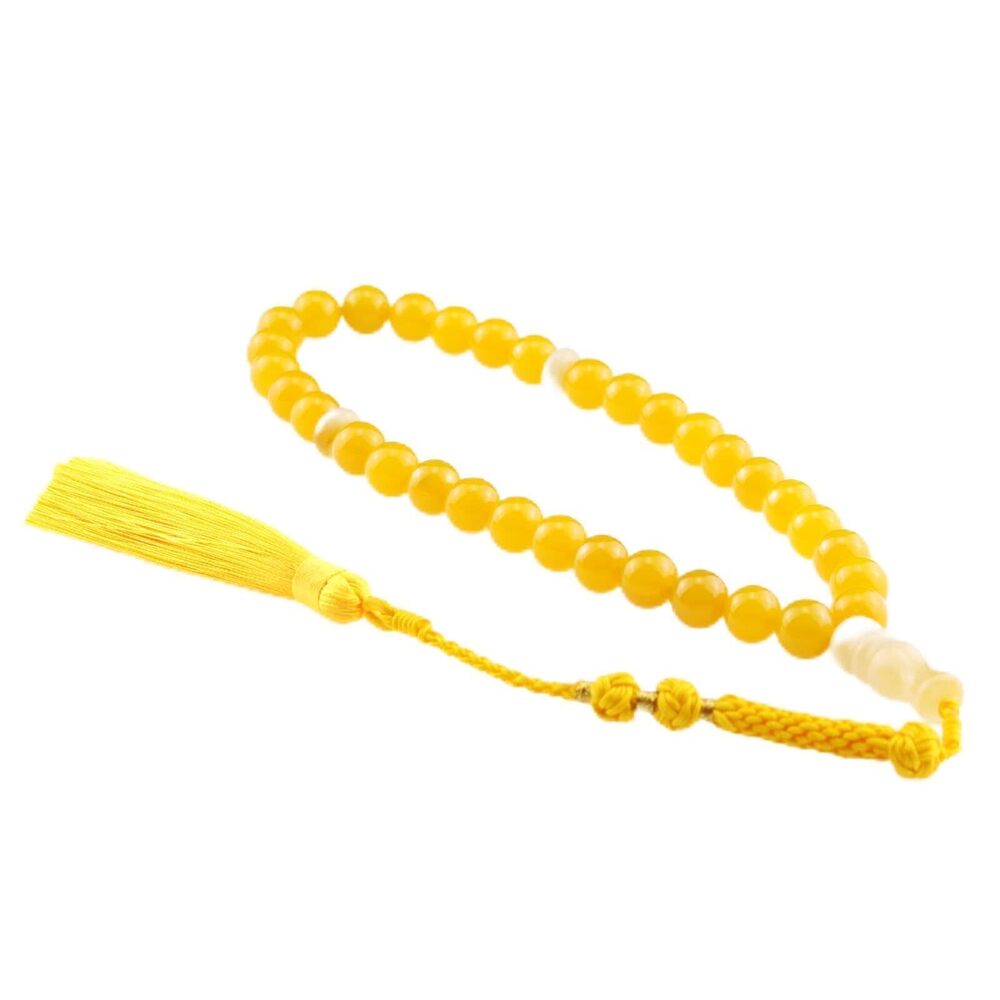 6392 Muslims Islamic Dhikr Tasbeeh Tasbih Prayer Beads, Yellow Agate Stone